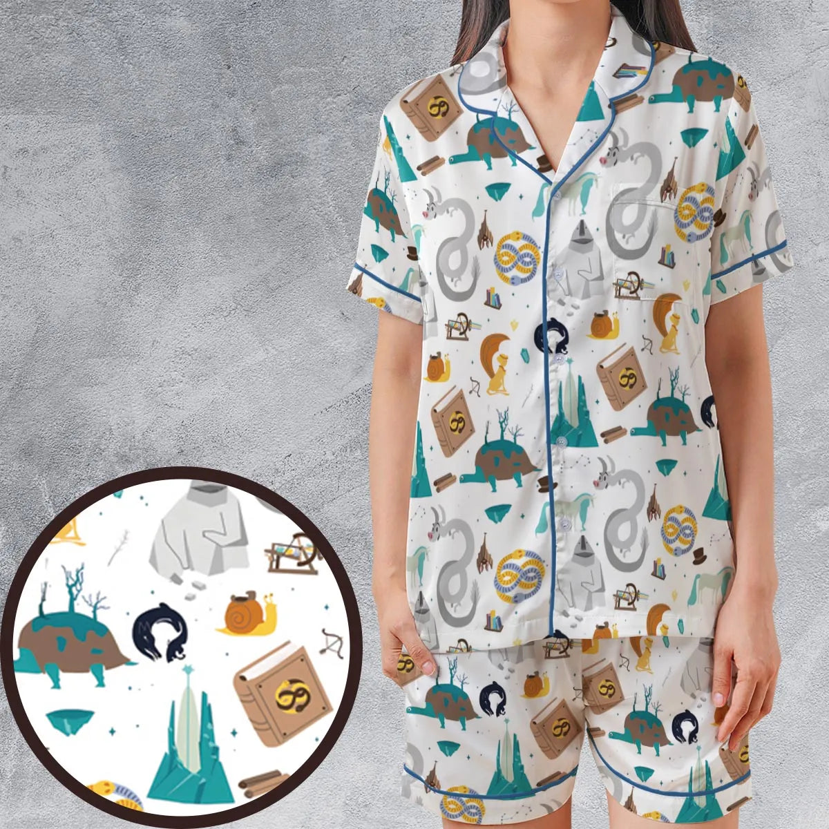 Satin Short-Sleeve Pajamas Set - 4J4Z5WTC