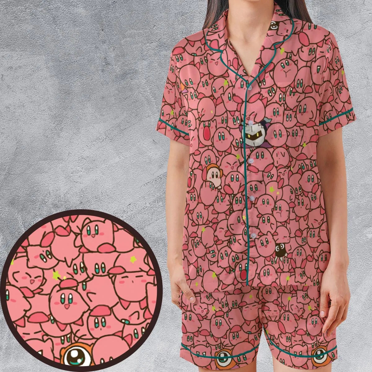 Satin Short-Sleeve Pajamas Set - 2KRFNGR8