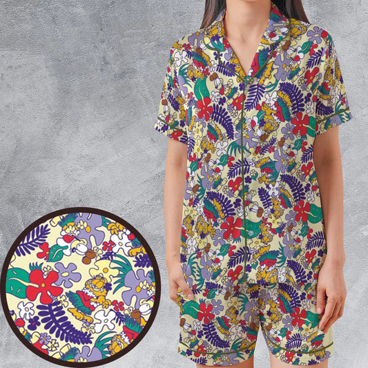 Satin Short-Sleeve Pajamas Set - FBTGUBTU