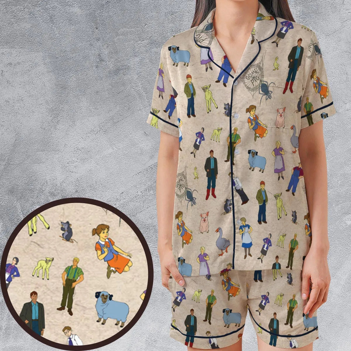 Satin Short-Sleeve Pajamas Set - V89FKKHE