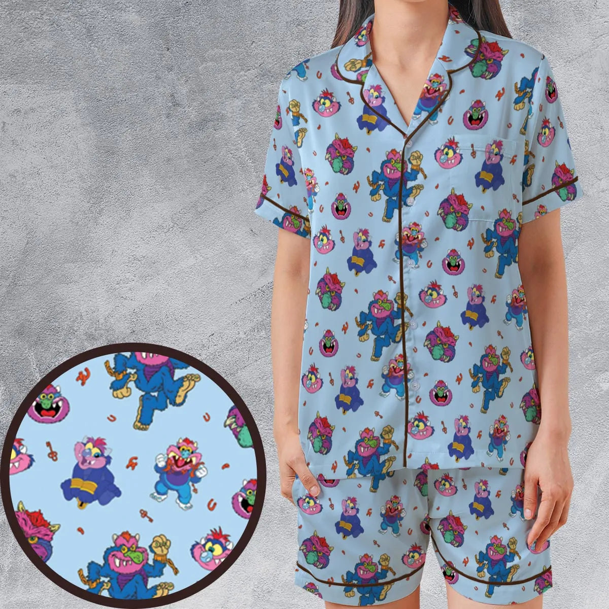 Satin Short-Sleeve Pajamas Set - DHF2LD5Q