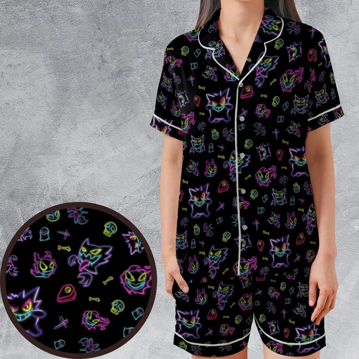 Satin Short-Sleeve Pajamas Set - TXCEBYR6