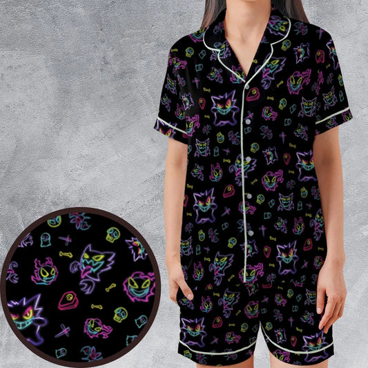 Satin Short-Sleeve Pajamas Set - TXCEBYR6