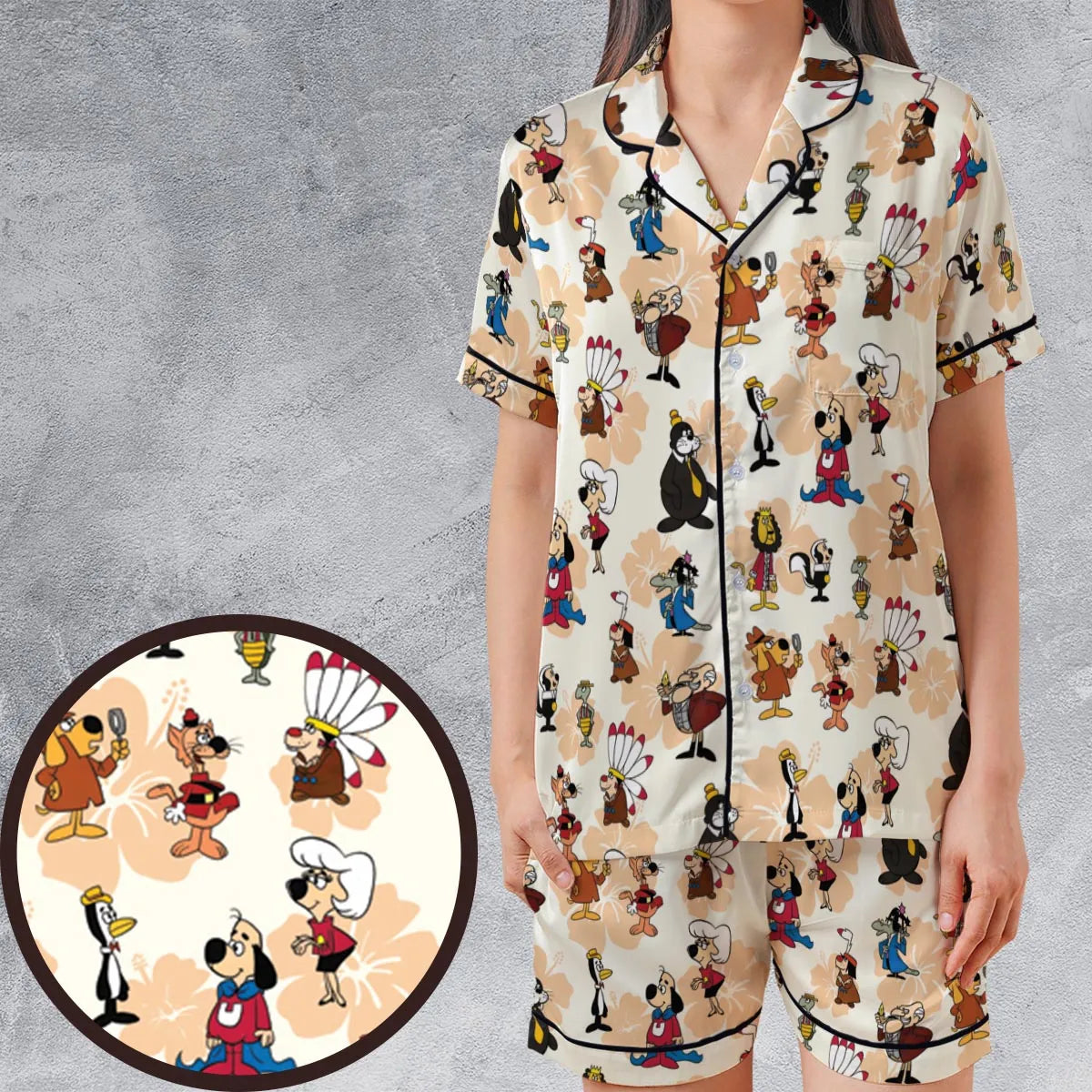 Satin Short-Sleeve Pajamas Set - TXDL6NYS