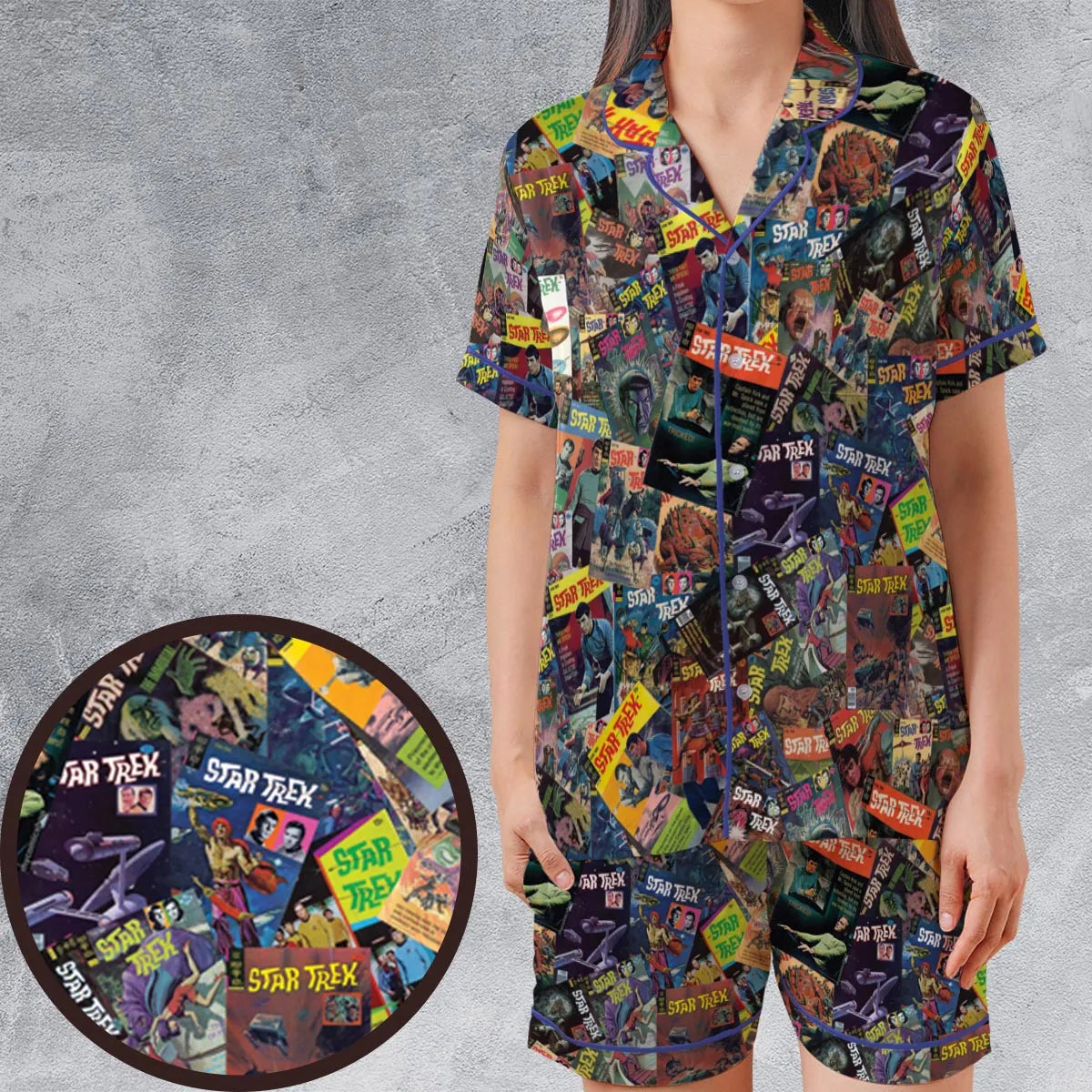 Satin Short-Sleeve Pajamas Set - EY6BPW1C