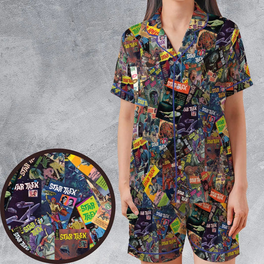 Satin Short-Sleeve Pajamas Set - EY6BPW1C
