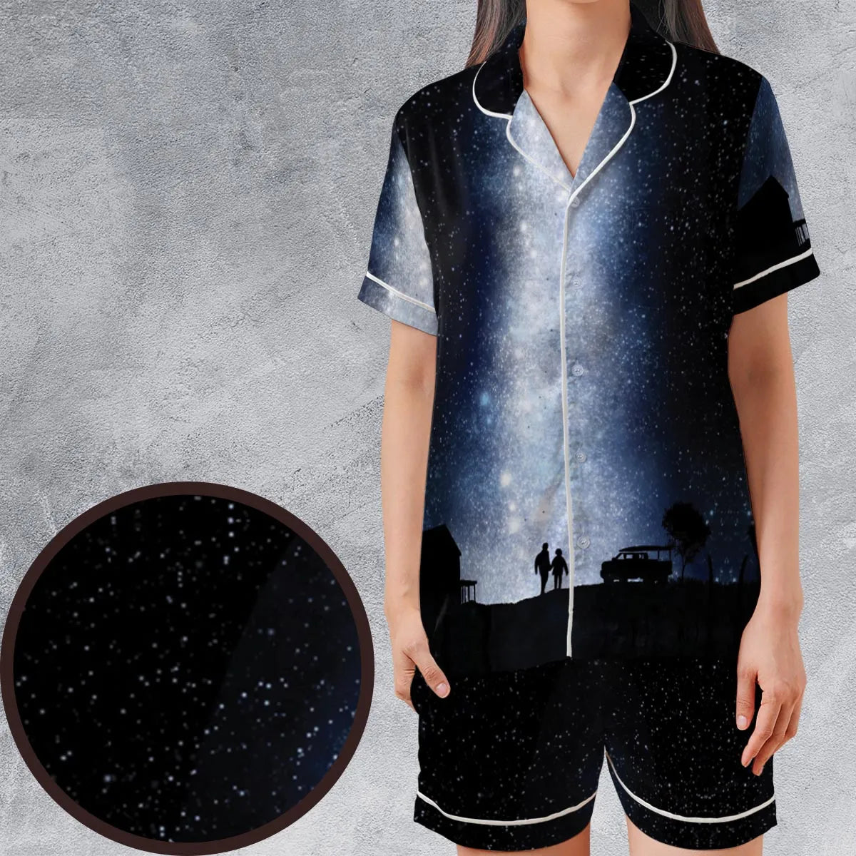 Satin Short-Sleeve Pajamas Set - H9XPX67N