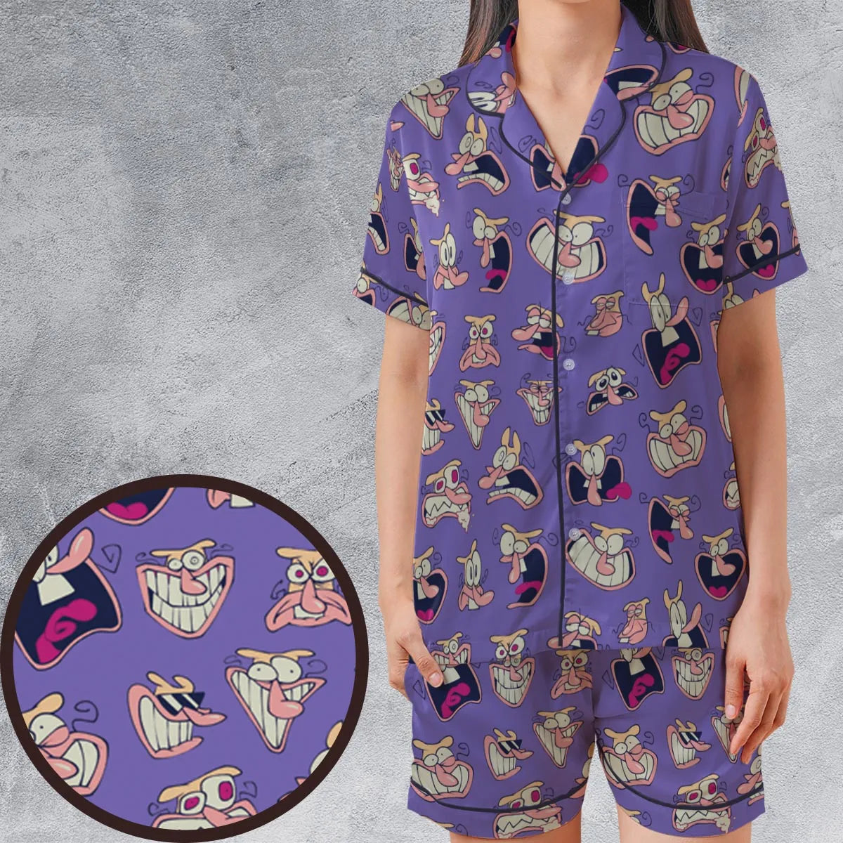 Satin Short-Sleeve Pajamas Set - ZH9EQQRE