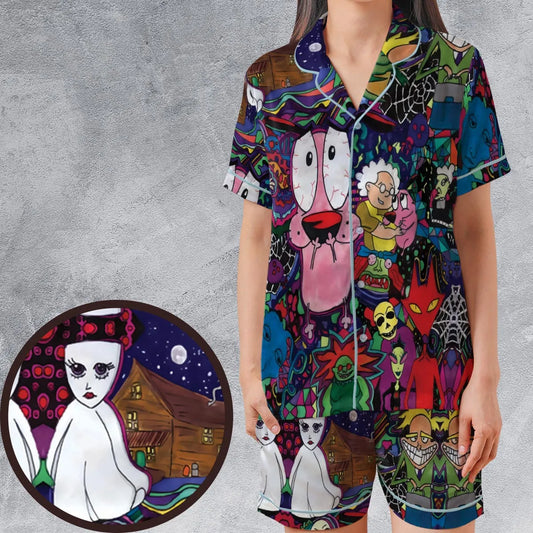 Satin Short-Sleeve Pajamas Set - XHPX1LXM
