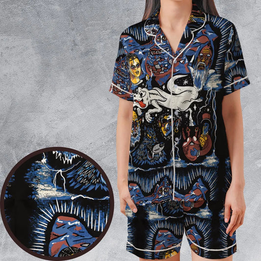 Satin Short-Sleeve Pajamas Set - 3CLLTTC1