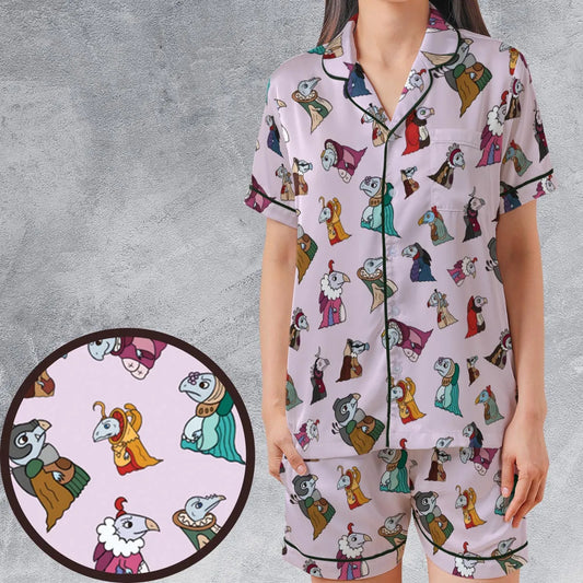 Satin Short-Sleeve Pajamas Set - ZJYVAC4Q