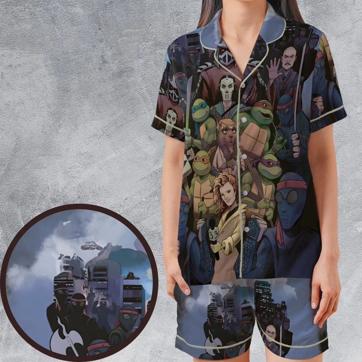 Satin Short-Sleeve Pajamas Set - 7EQXXA6B