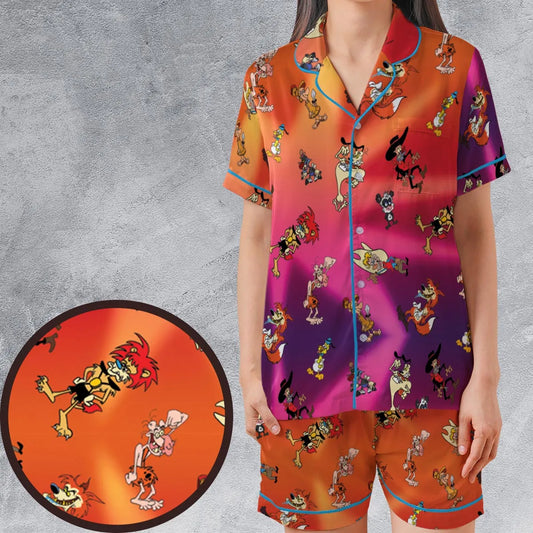 Satin Short-Sleeve Pajamas Set - ZL9PGGRA