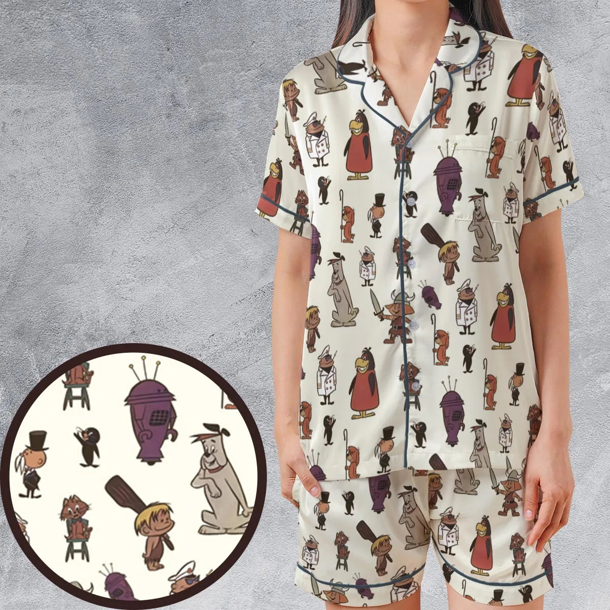Satin Short-Sleeve Pajamas Set - YXDWUGNR