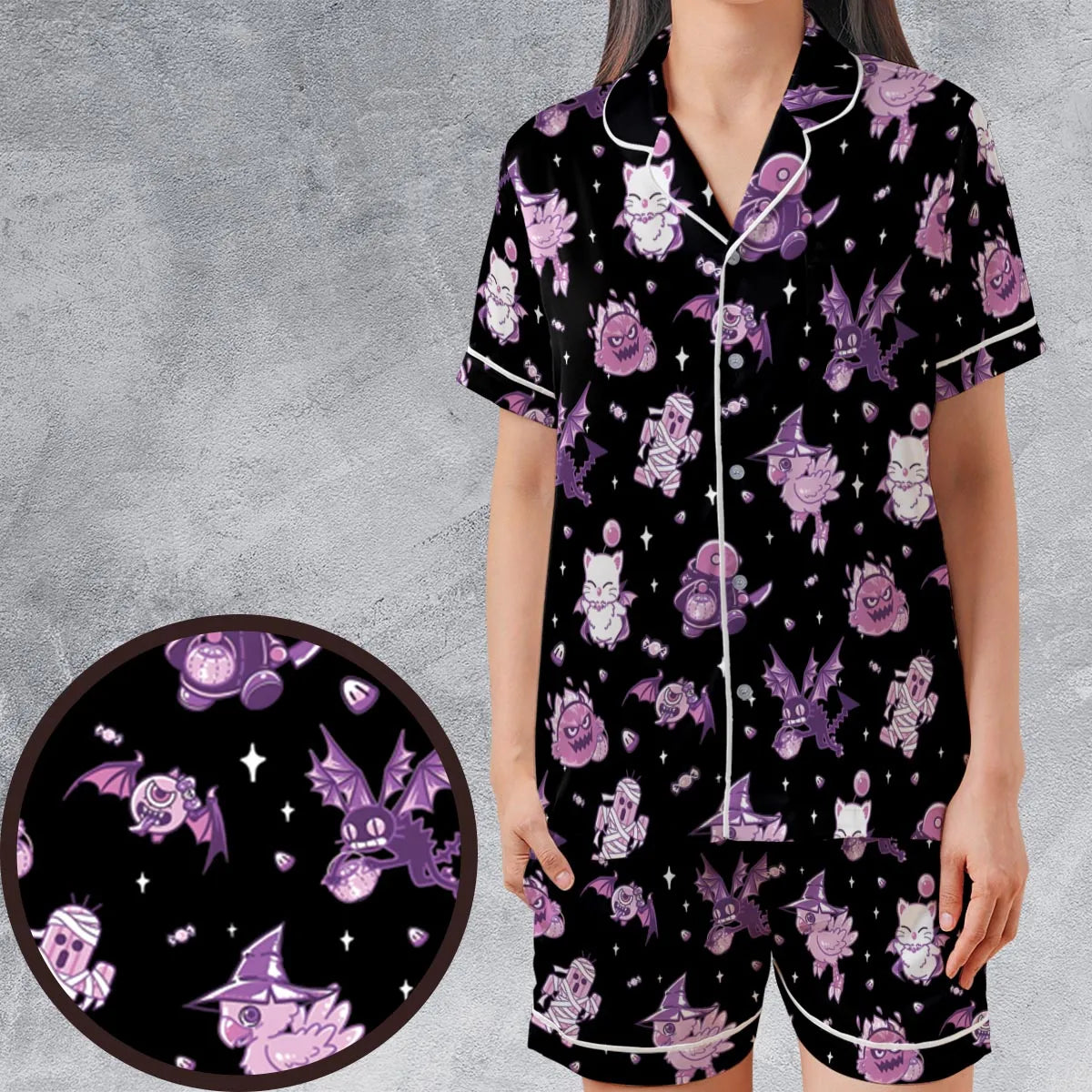 Satin Short-Sleeve Pajamas Set - HUR3XC3X