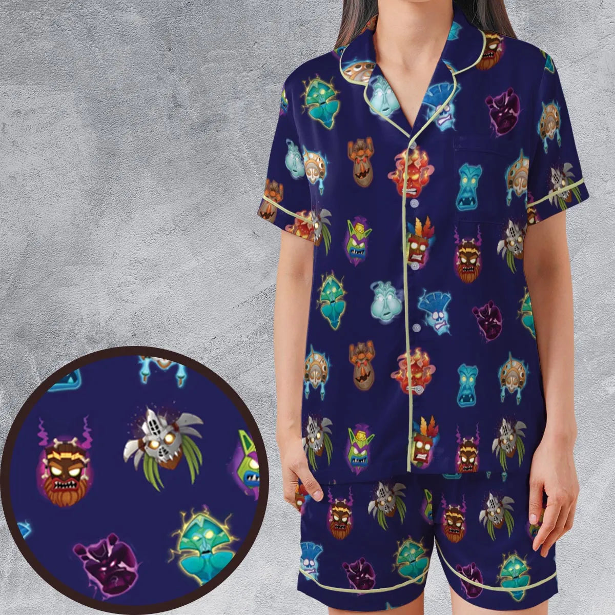 Satin Short-Sleeve Pajamas Set - VH1YG3Z4