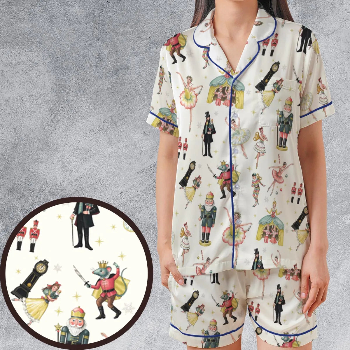 Satin Short-Sleeve Pajamas Set - 7ZV8366W