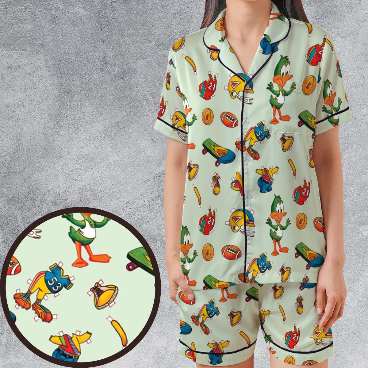 Satin Short-Sleeve Pajamas Set - B71UCR7U