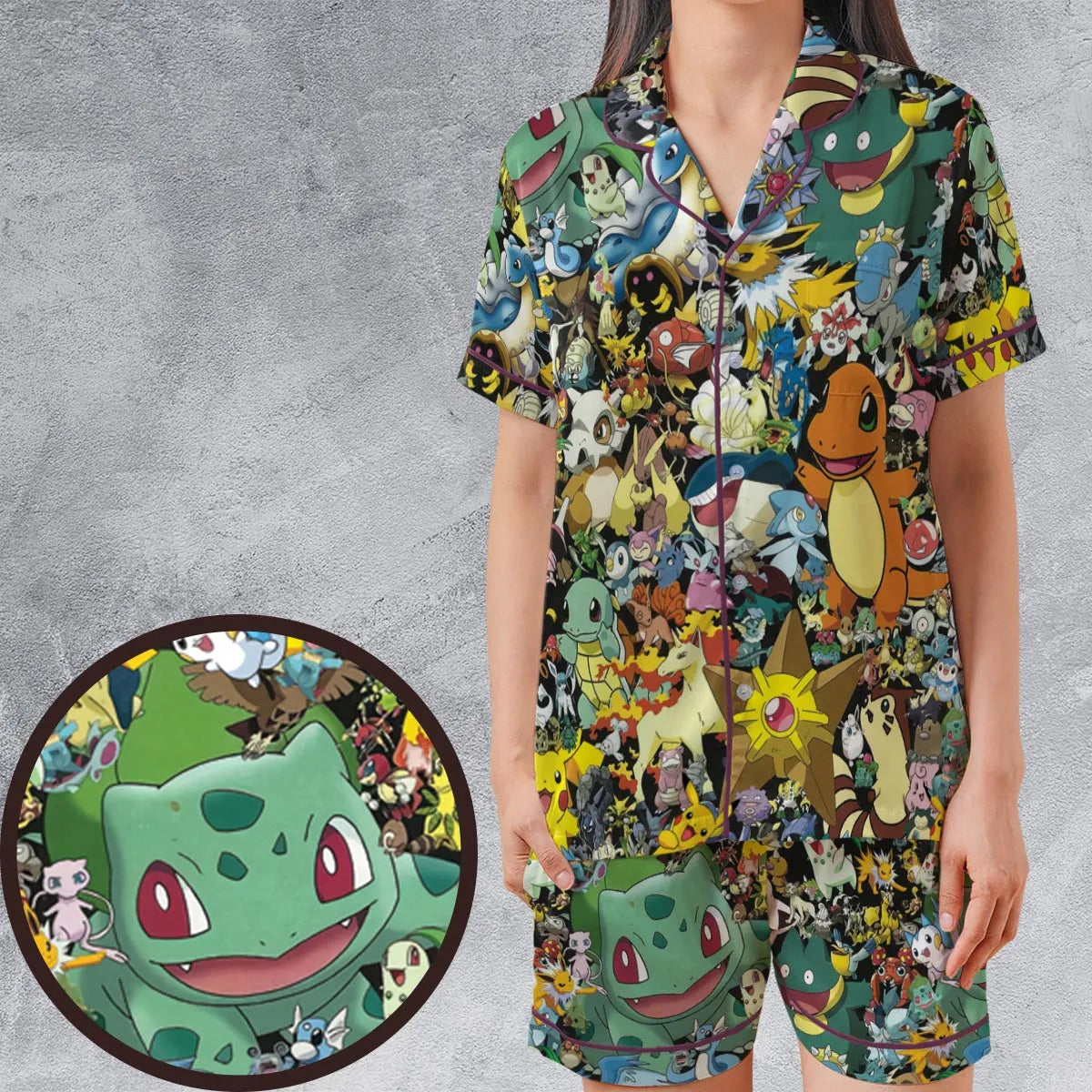 Satin Short-Sleeve Pajamas Set - YNKH5MTY