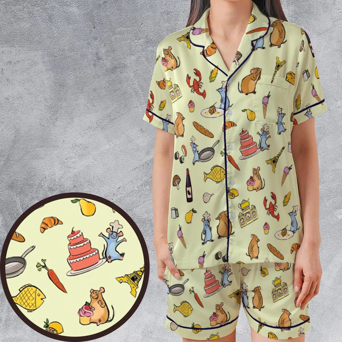 Satin Short-Sleeve Pajamas Set - N6GKEGXH