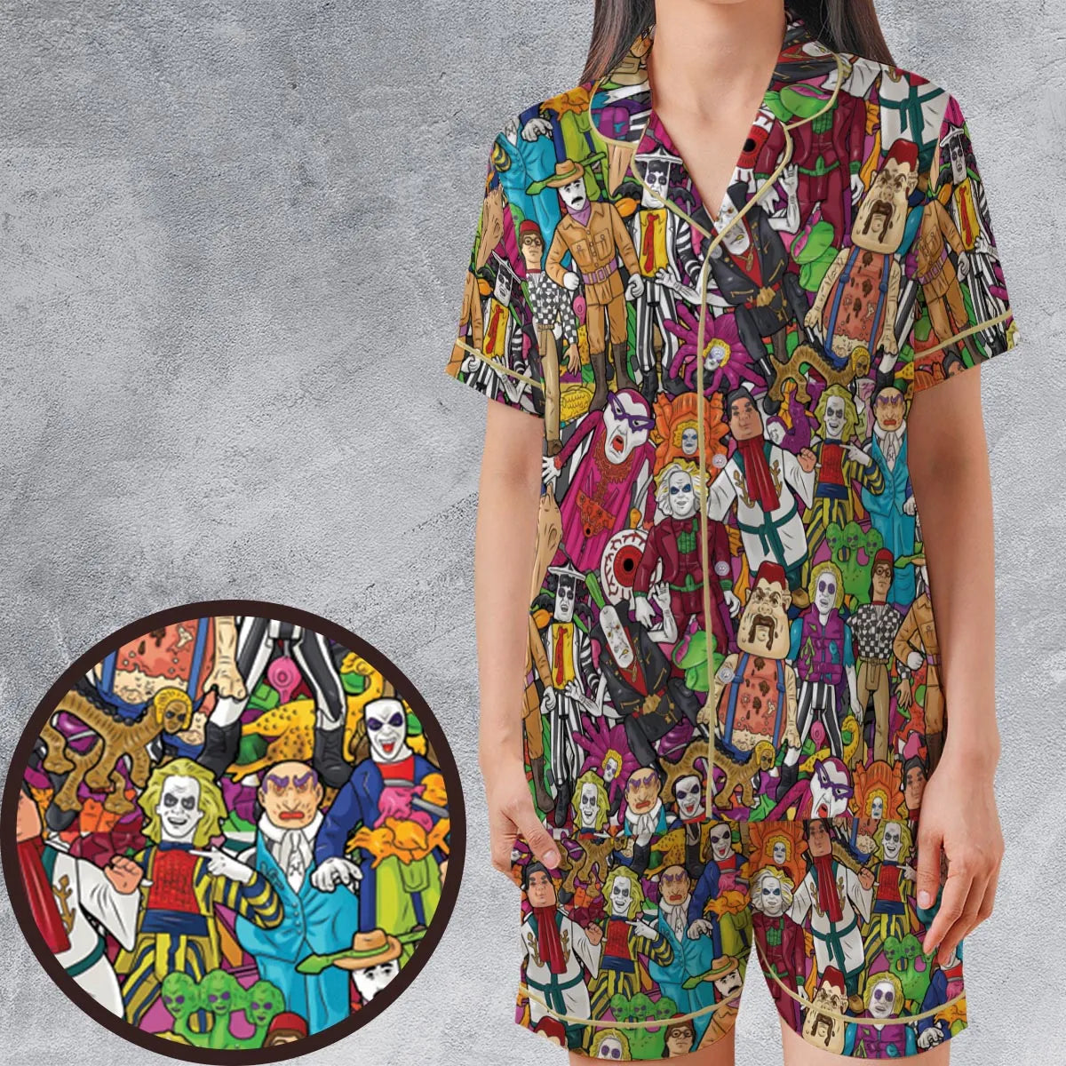 Satin Short-Sleeve Pajamas Set - 539EZ634
