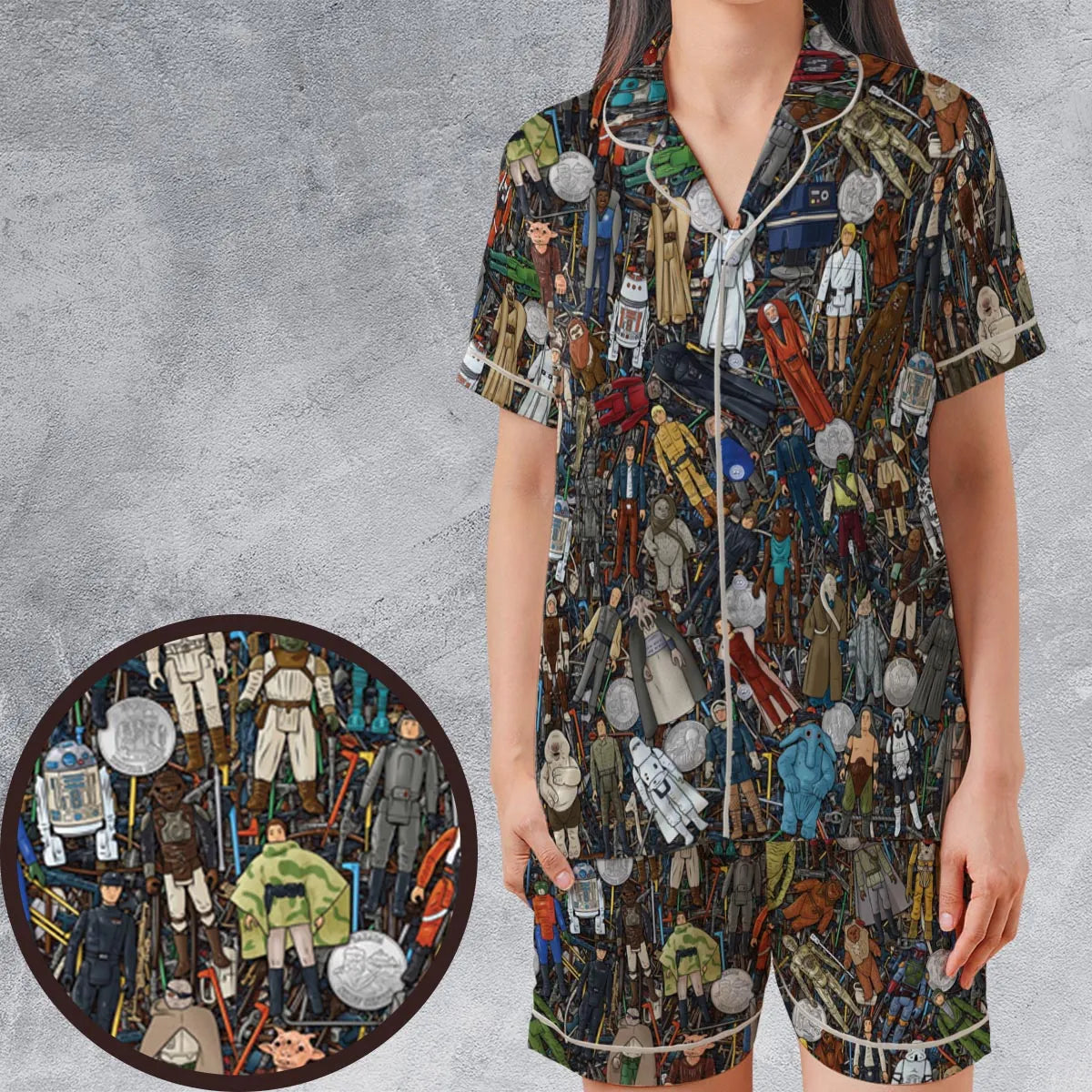 Satin Short-Sleeve Pajamas Set - 1RNG2E28