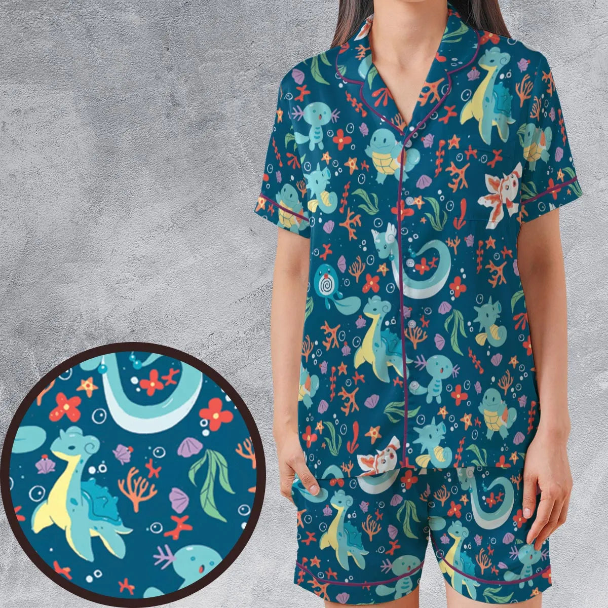 Satin Short-Sleeve Pajamas Set - JREMZCGM