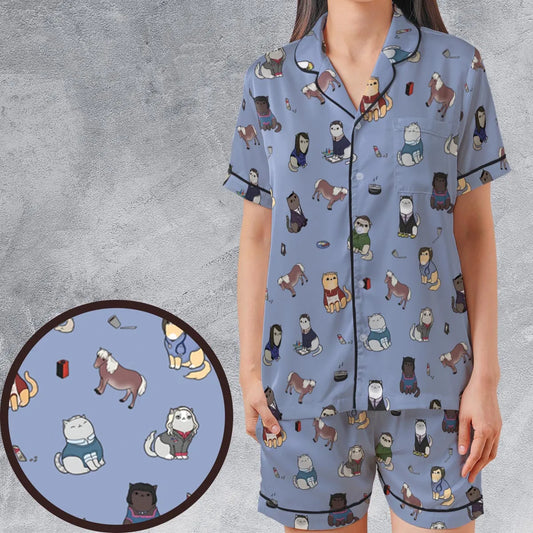 Satin Short-Sleeve Pajamas Set - 64CJET55