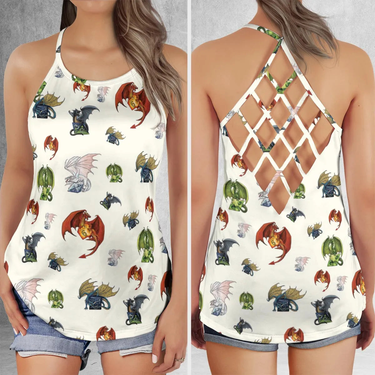Criss Cross Tank Top - LEFFFKAQ