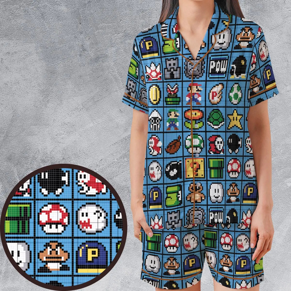 Satin Short-Sleeve Pajamas Set - 3YQK22S4
