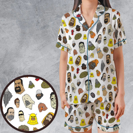 Satin Short-Sleeve Pajamas Set - Q4TVSDJM