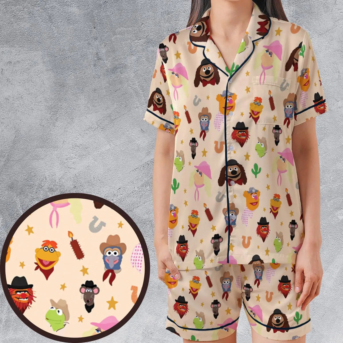 Satin Short-Sleeve Pajamas Set - 2UN89PMW