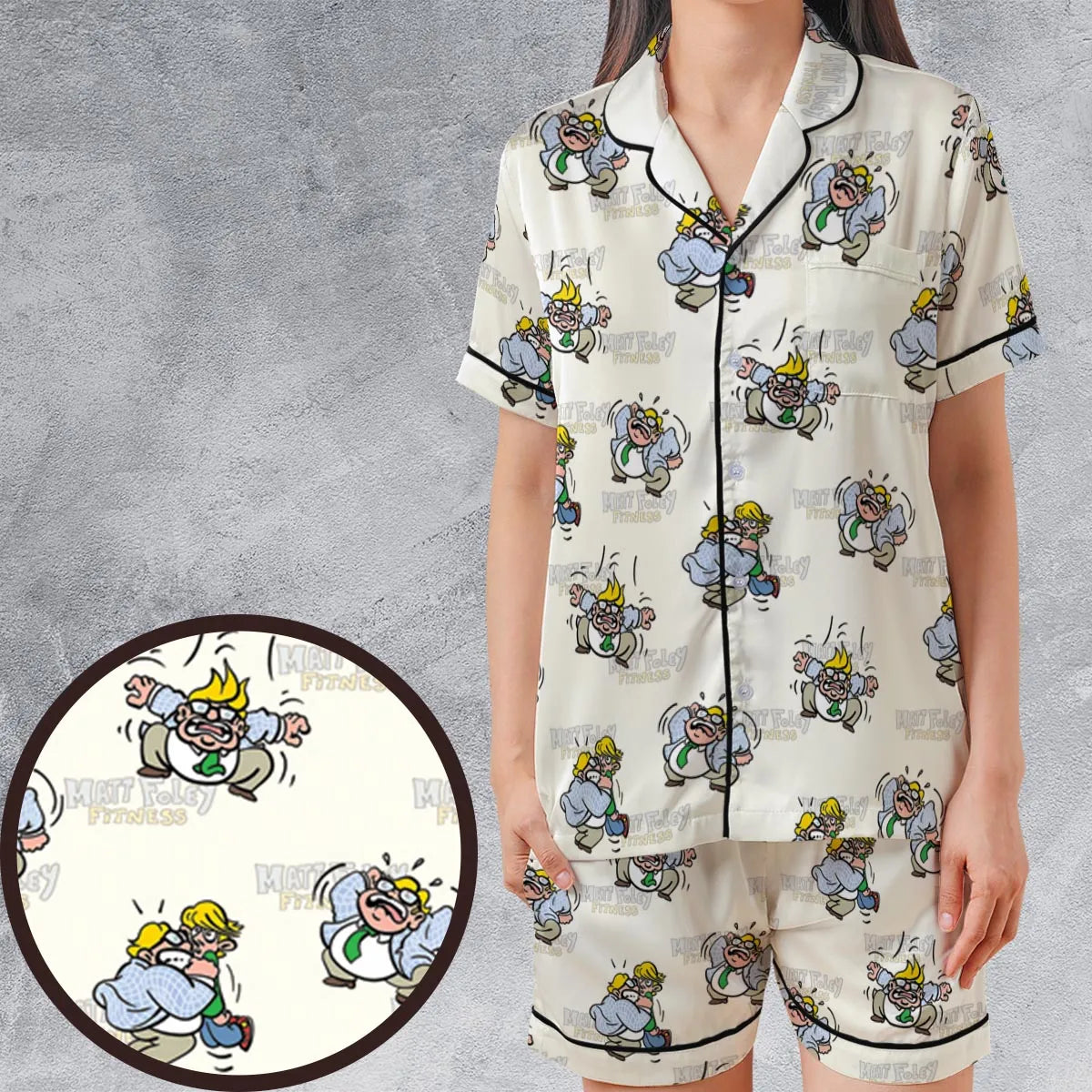 Satin Short-Sleeve Pajamas Set - PDPQ2U76