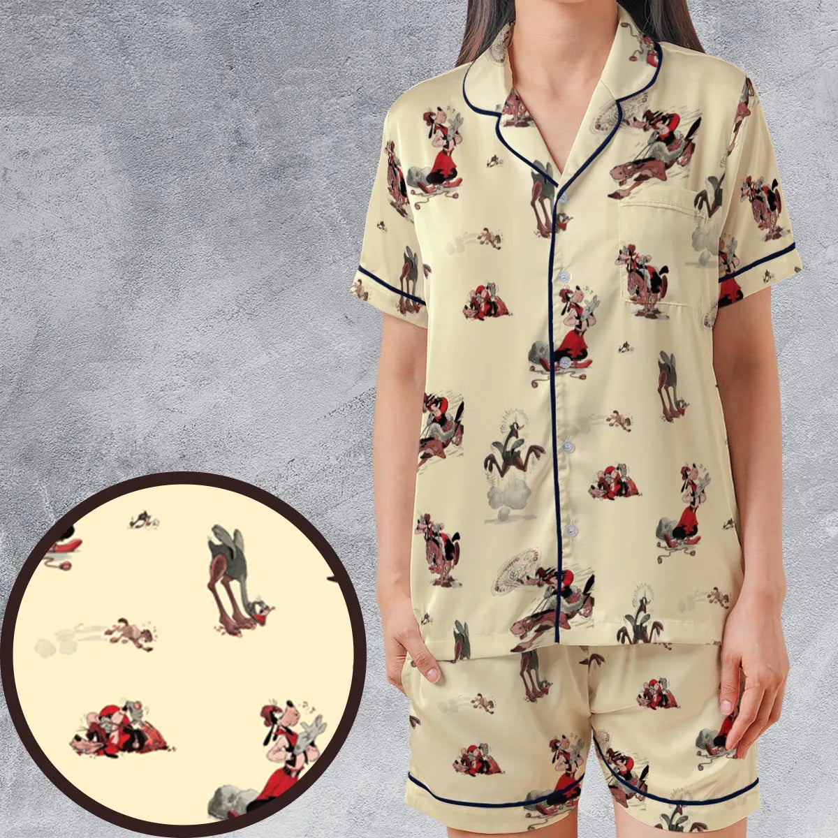 Satin Short-Sleeve Pajamas Set - ABFXHXE9