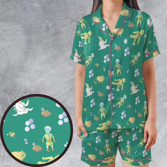 Satin Short-Sleeve Pajamas Set - 8FPHHMRM