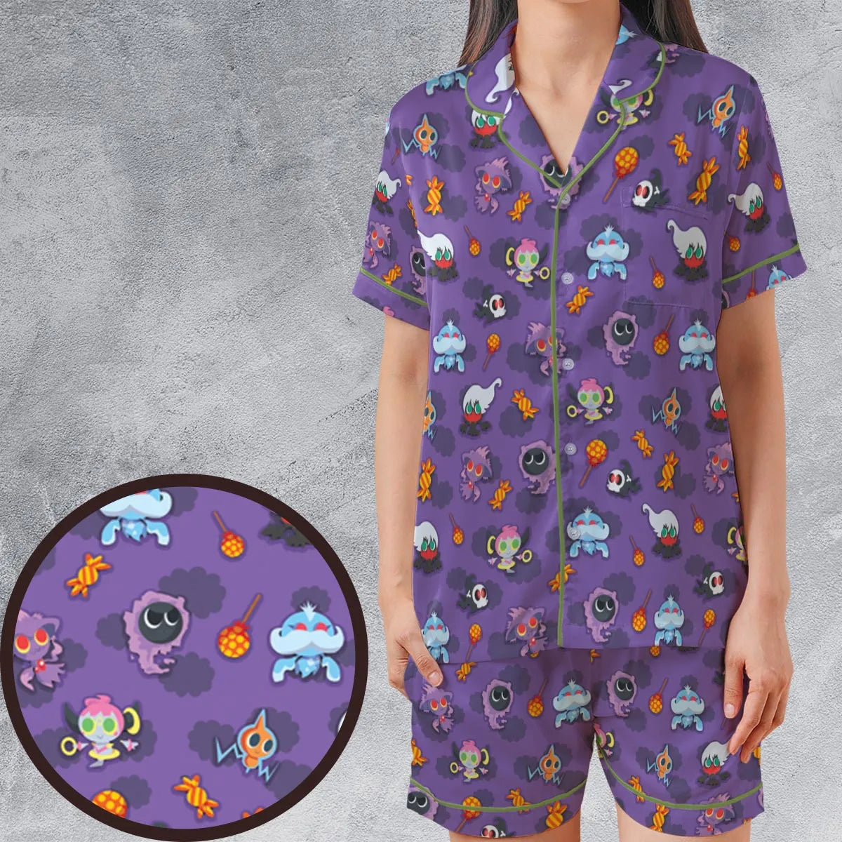 Satin Short-Sleeve Pajamas Set - 7CMECHAM