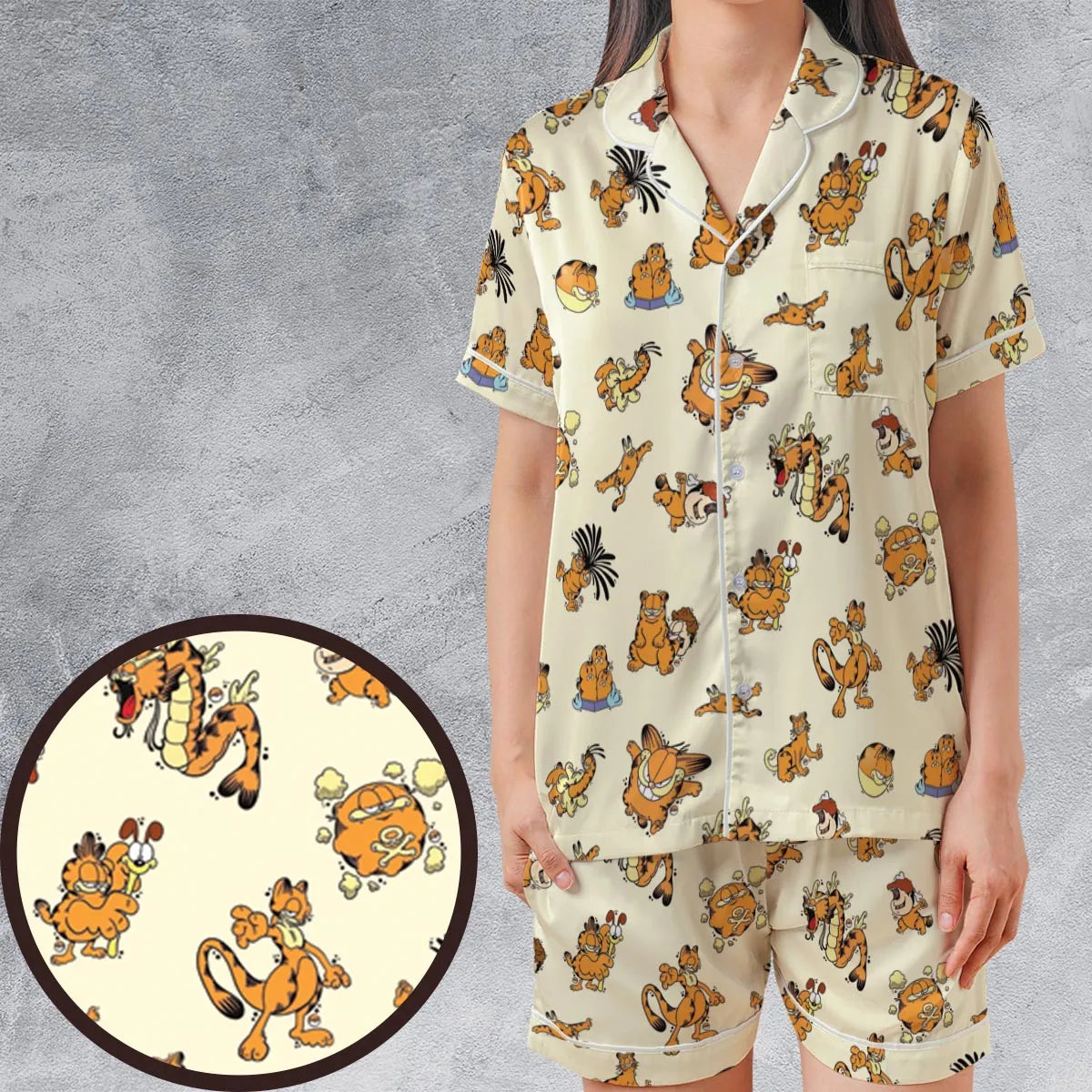 Satin Short-Sleeve Pajamas Set - JSCCLGXA