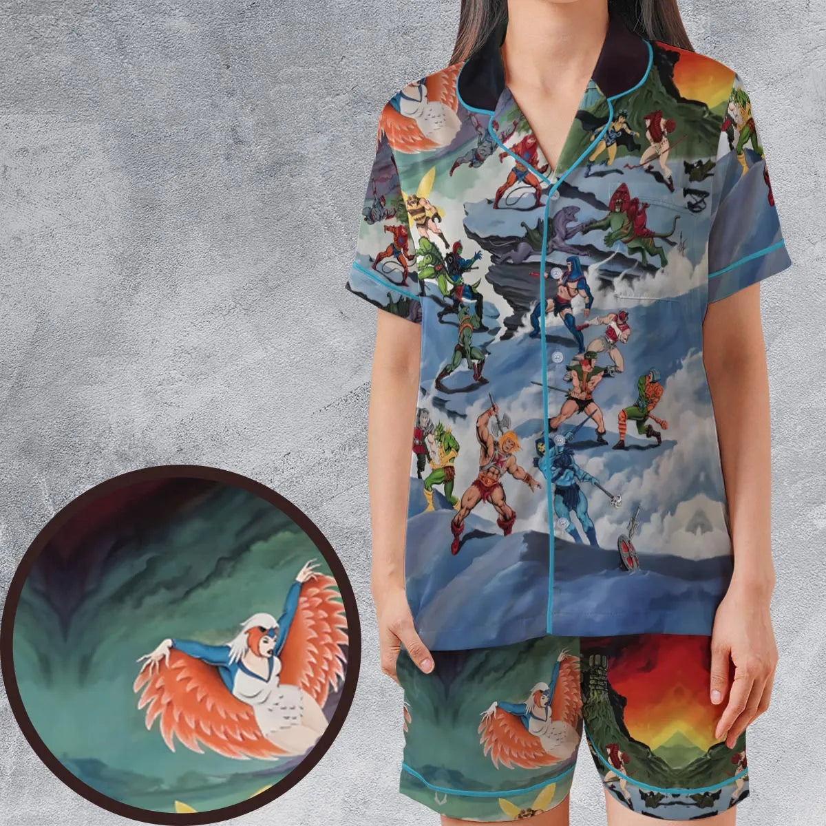 Satin Short-Sleeve Pajamas Set - BFX1ZRXP