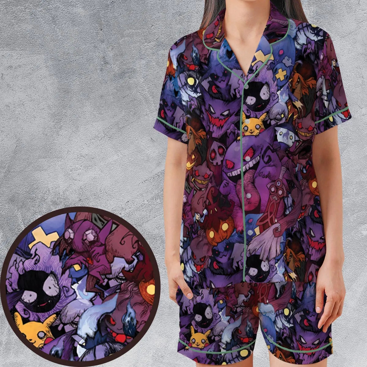 Satin Short-Sleeve Pajamas Set - PBFE52ED
