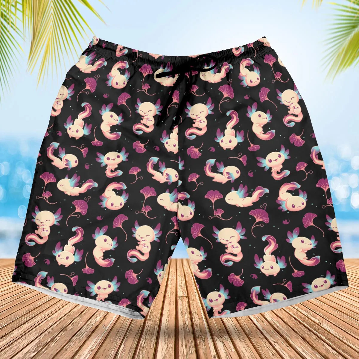 Axolotl Wonders Cute Salamanders Pattern Hawaiian Short
