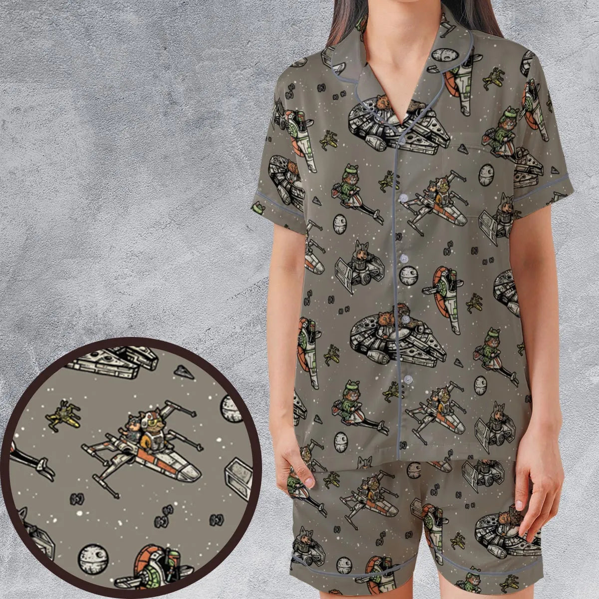 Satin Short-Sleeve Pajamas Set - 8M57RK2F