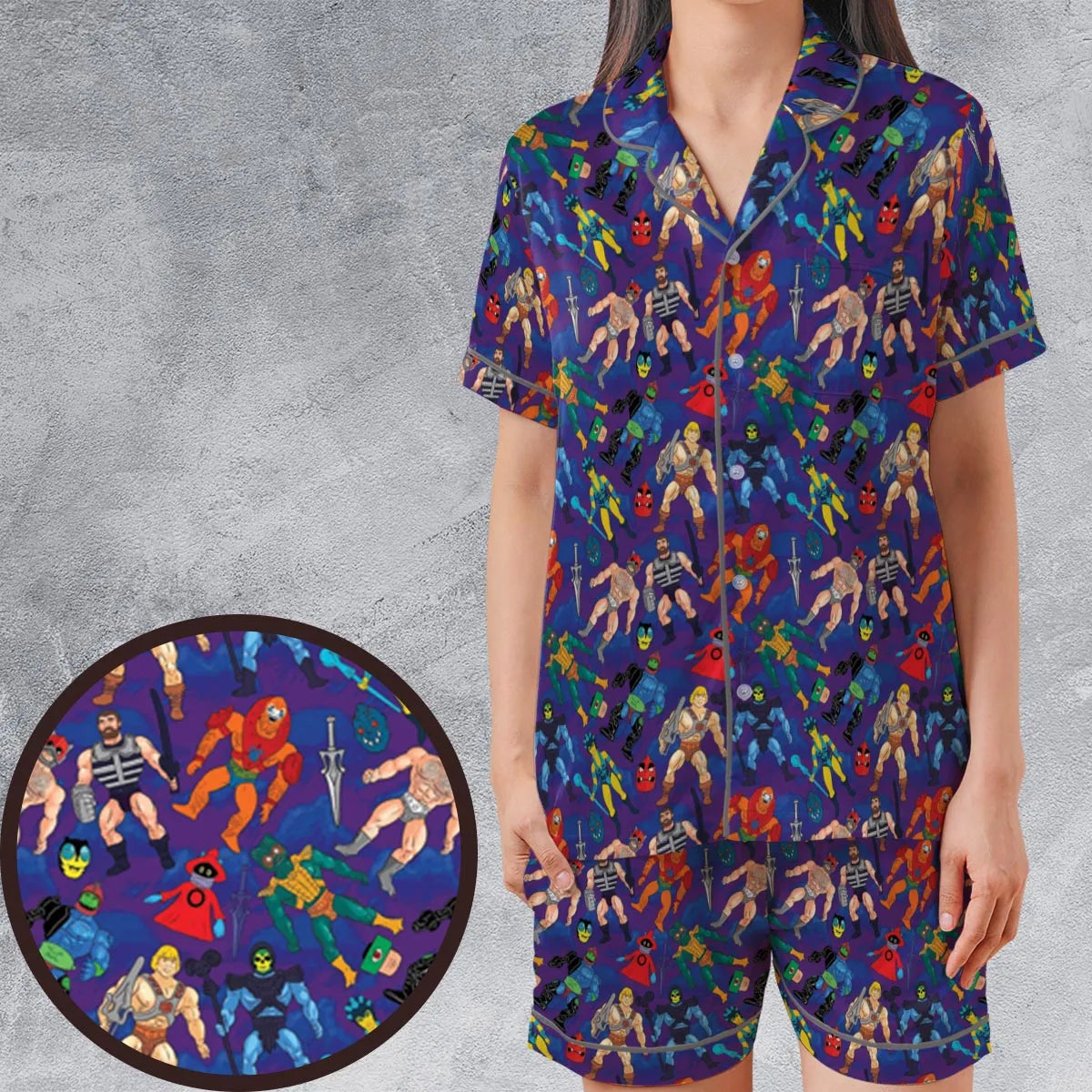 Satin Short-Sleeve Pajamas Set - BYVTBMZL