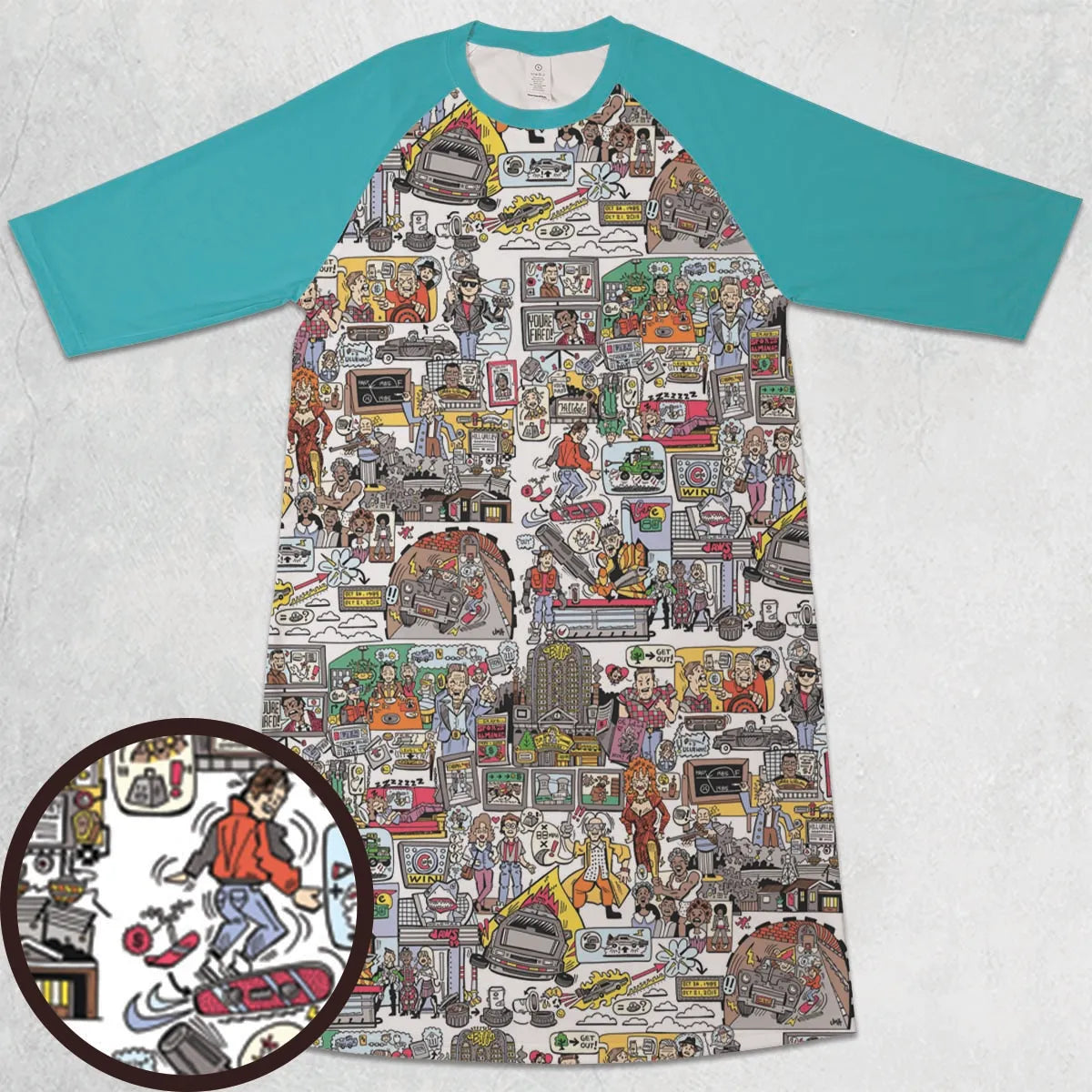 3/4 Sleeve Raglan Dress - 3DPLBKSK