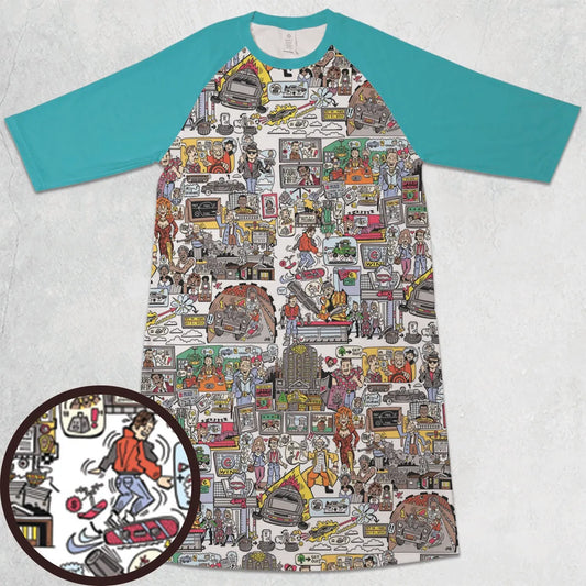 3/4 Sleeve Raglan Dress - 3DPLBKSK