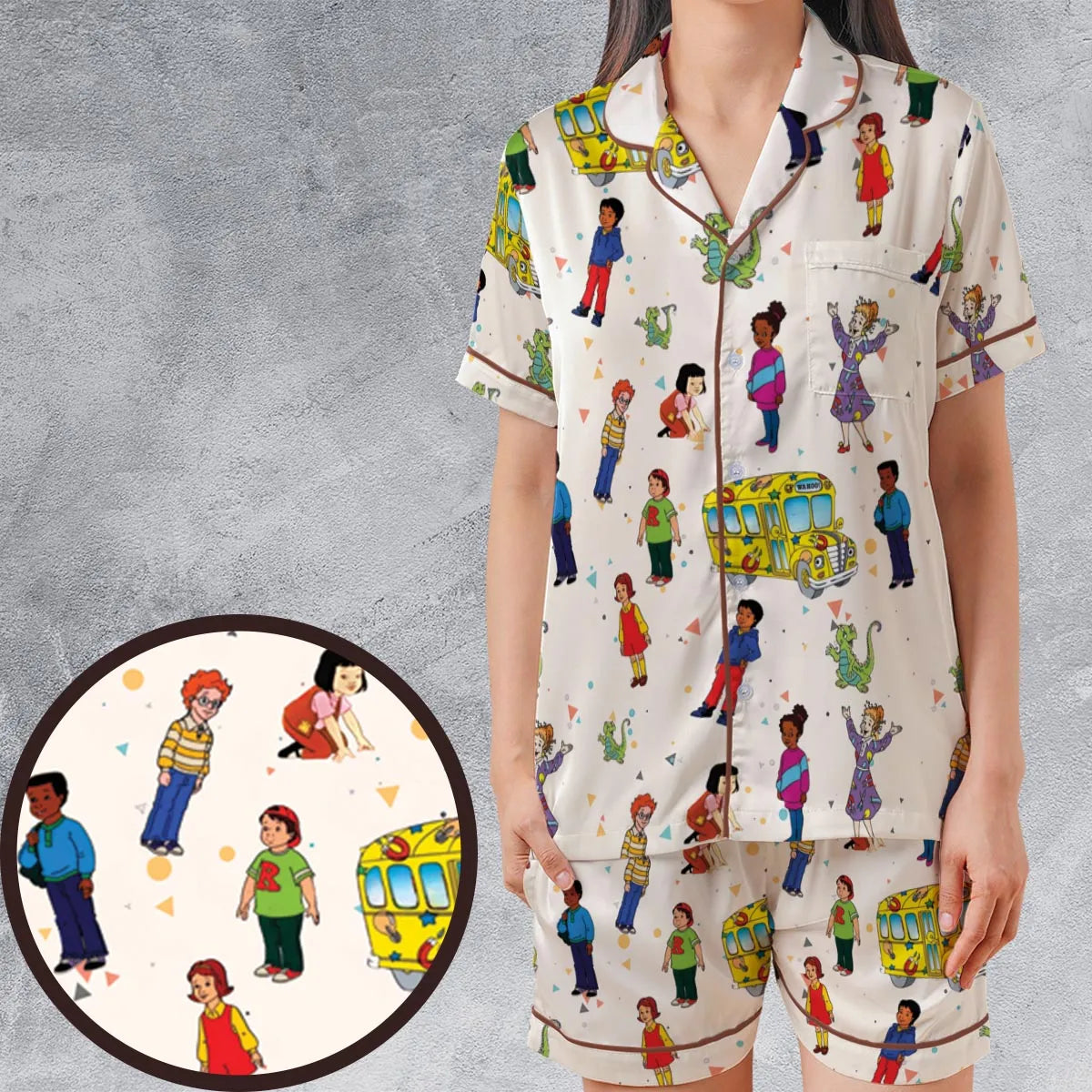 Satin Short-Sleeve Pajamas Set - V3G8HRAJ