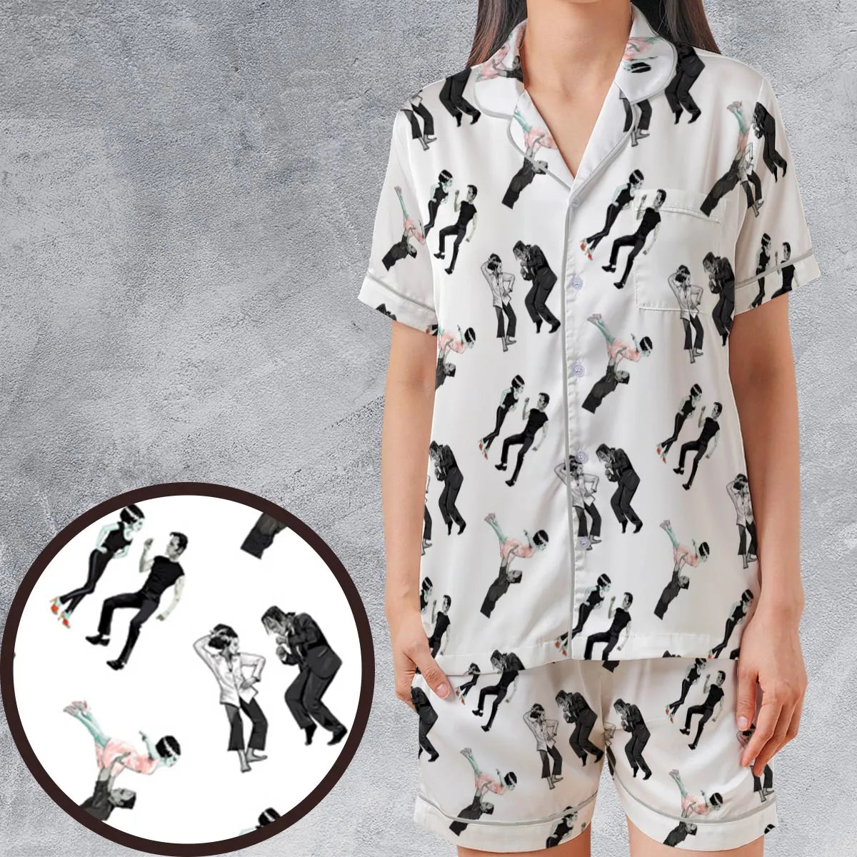 Satin Short-Sleeve Pajamas Set - W2NBUN5L