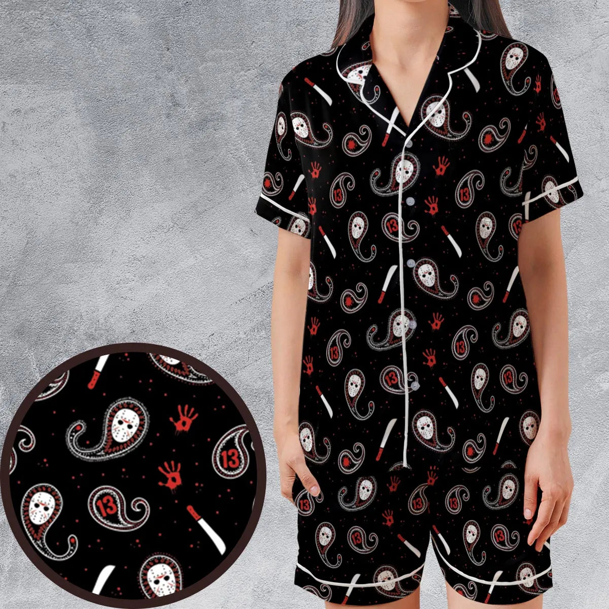 Satin Short-Sleeve Pajamas Set - KB1HG8RP