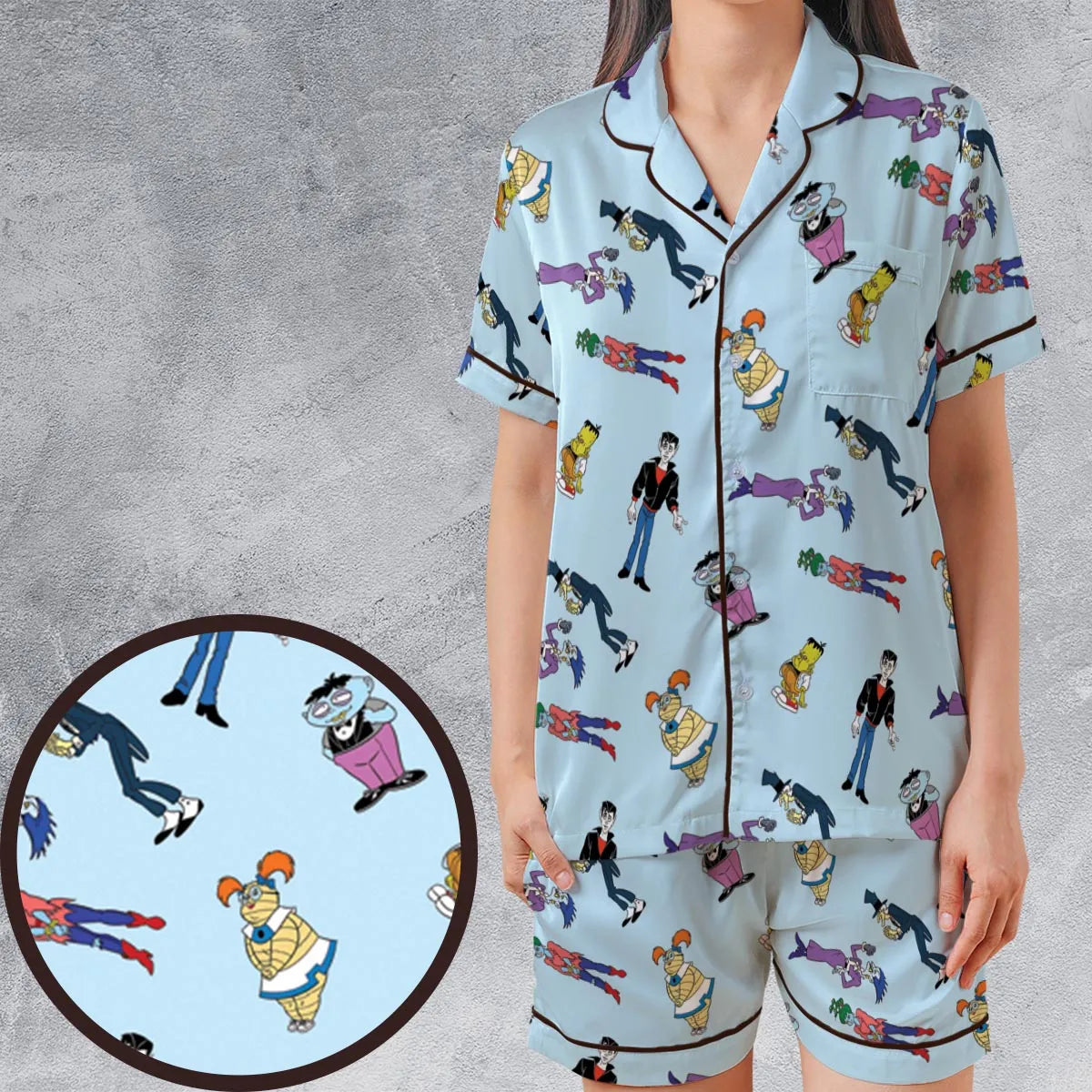 Satin Short-Sleeve Pajamas Set - 69ZPUZHB
