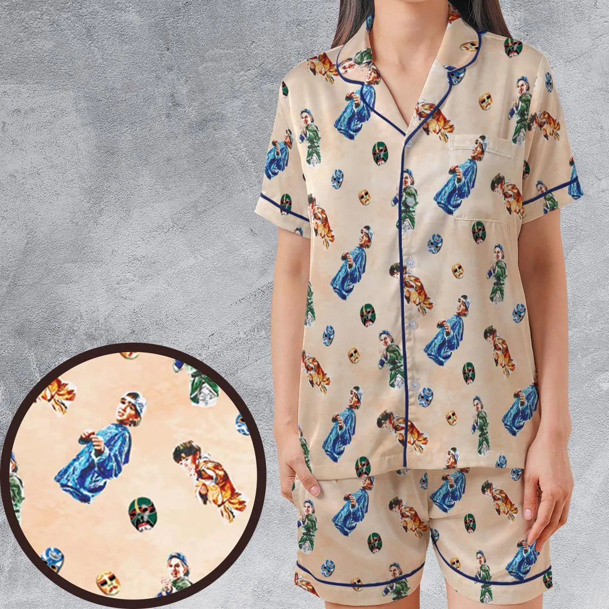 Satin Short-Sleeve Pajamas Set - VGEQK9CA