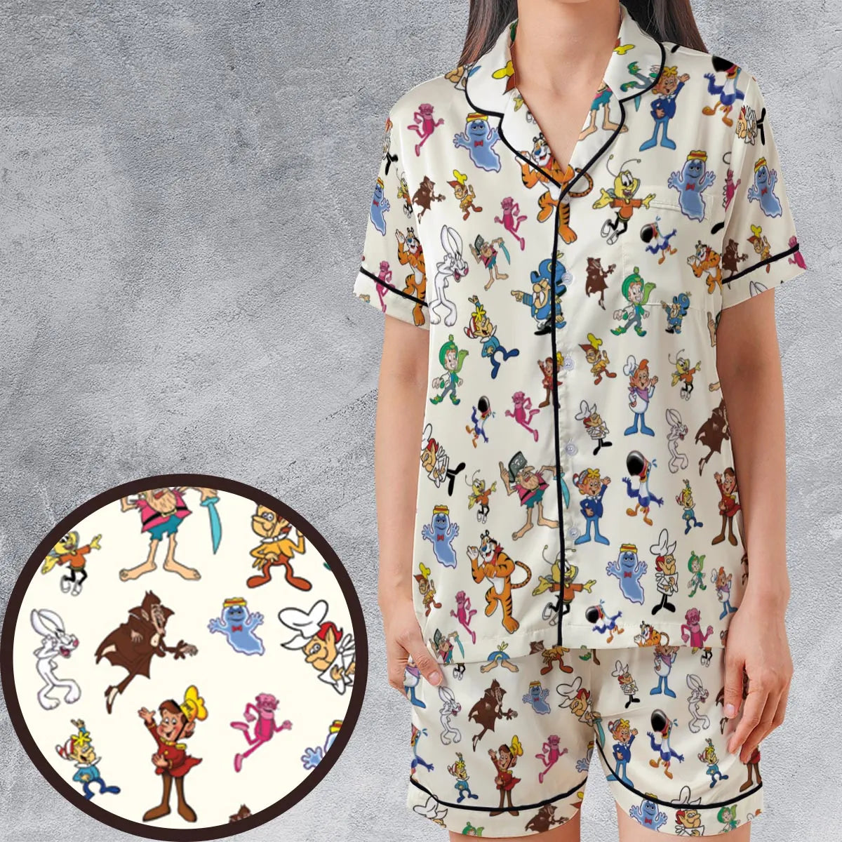 Satin Short-Sleeve Pajamas Set - AKJVK1FL
